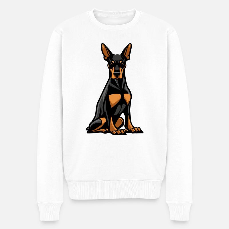 Bande dessinée de chien doberman - Pull Premium bio Homme - blanc