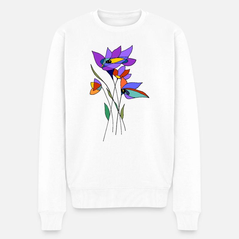 Blumen - Männer Premium Bio Pullover - Weiß