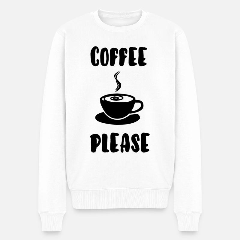 coffee please - Pull Premium bio Homme - blanc