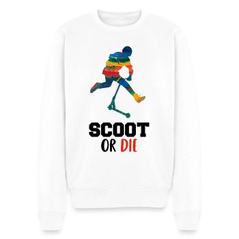 Scoot or die - Männer Premium Bio Pullover - Weiß - Vorne - Thijin (182cm)