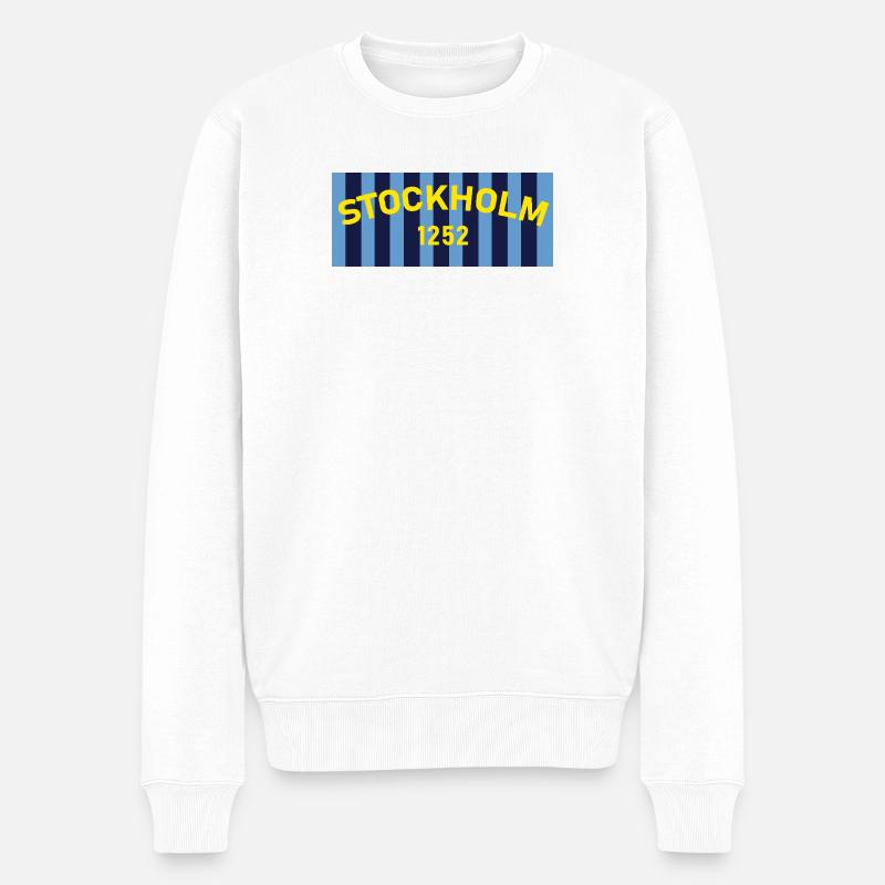 Stockholm 1252, Schweden - Männer Premium Bio Pullover - Weiß