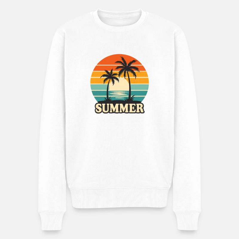 Tropic Vibes – Retro Summer Sunset - Männer Premium Bio Pullover - Weiß