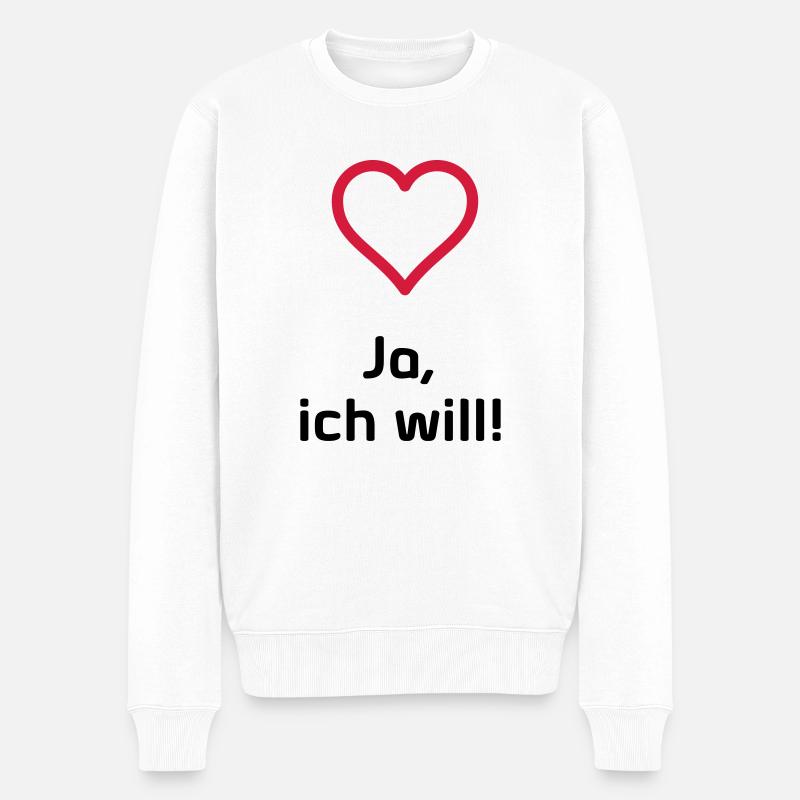Ja ich will - Männer Premium Bio Pullover - Weiß