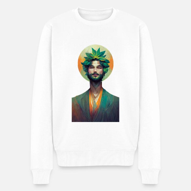 Smoking Jesus 2 - Männer Premium Bio Pullover - Weiß