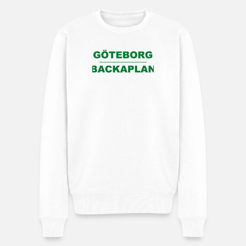 Göteborg Backaplan – Grün-Schwarz-Design - Männer Premium Bio Pullover - Weiß