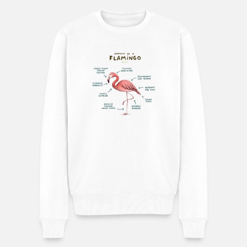 Anatomie eines Flamingo-T-Shirts - Männer Premium Bio Pullover - Weiß