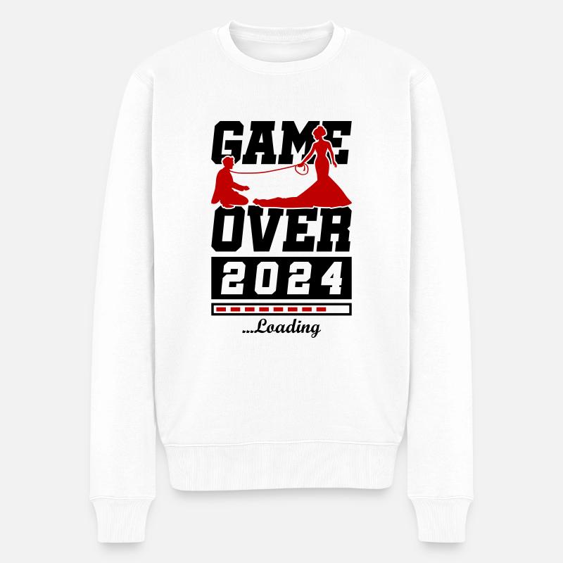 Hochzeit Loading 2024 Game Over - Männer Premium Bio Pullover - Weiß