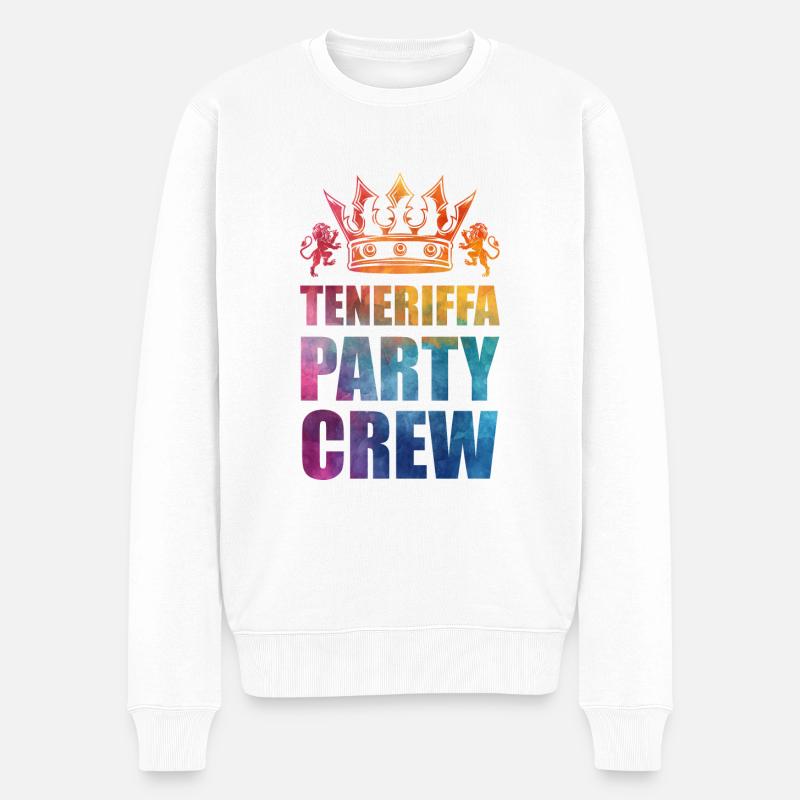 Teneriffa Party Crew Spruch - Männer Premium Bio Pullover - Weiß