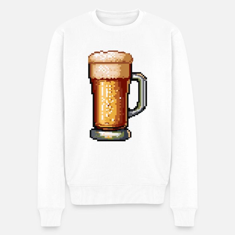 Bierkrug Pixel Bier - Männer Premium Bio Pullover - Weiß