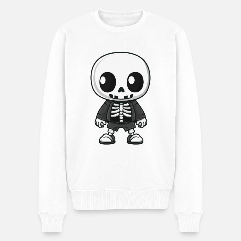 Skelett Halloween Cartoon - Männer Premium Bio Pullover - Weiß