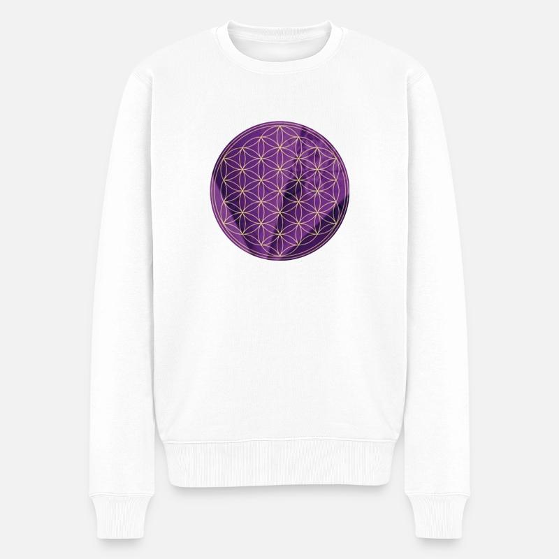 Die Blume des Lebens 4 - Männer Premium Bio Pullover - Weiß