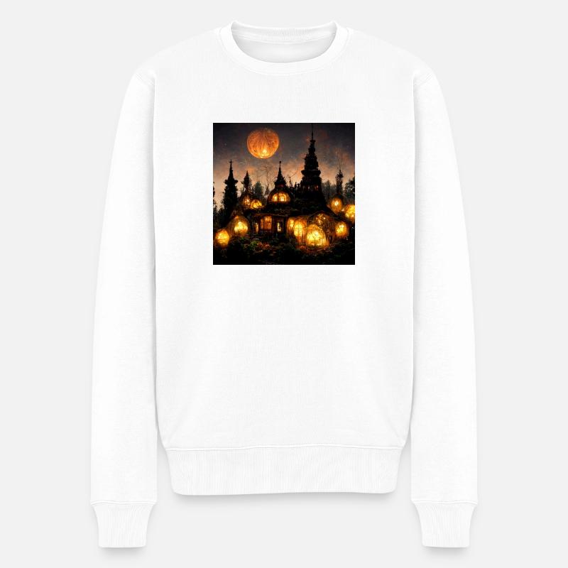 Halloween Haus - Männer Premium Bio Pullover - Weiß