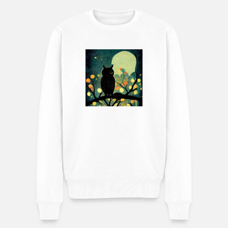 Hibou au clair de lune - Pull Premium bio Homme - blanc