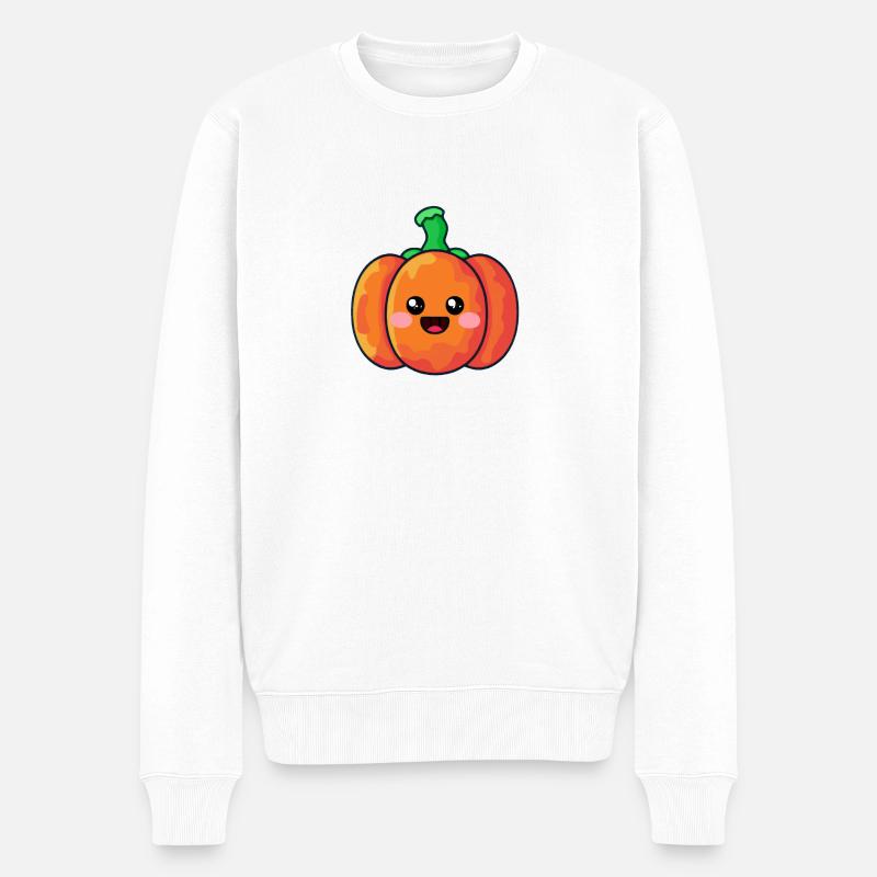 Kürbis, Halloween - Männer Premium Bio Pullover - Weiß