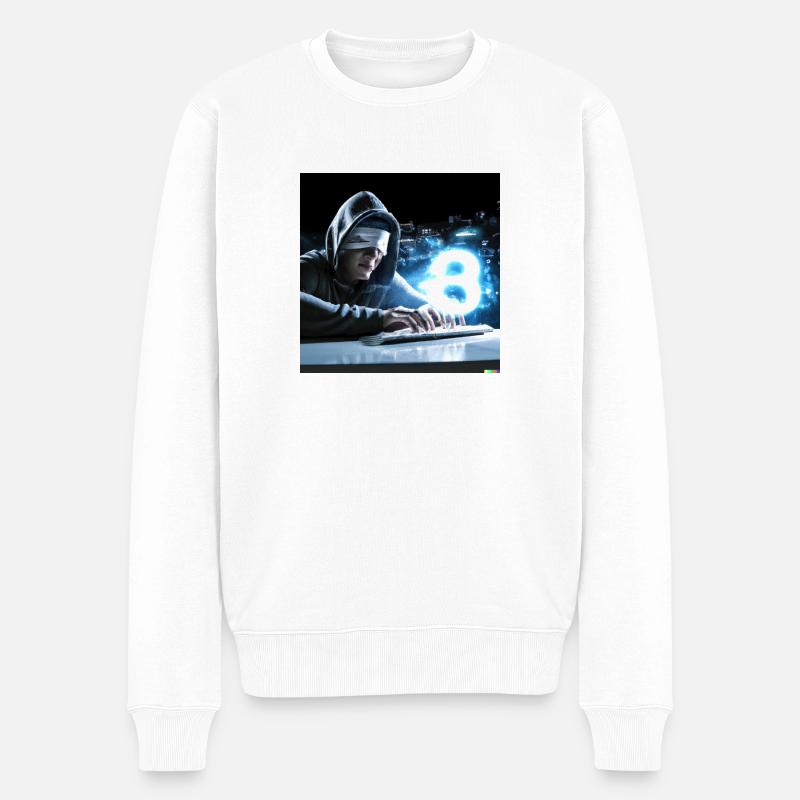 cyber attack - Männer Premium Bio Pullover - Weiß