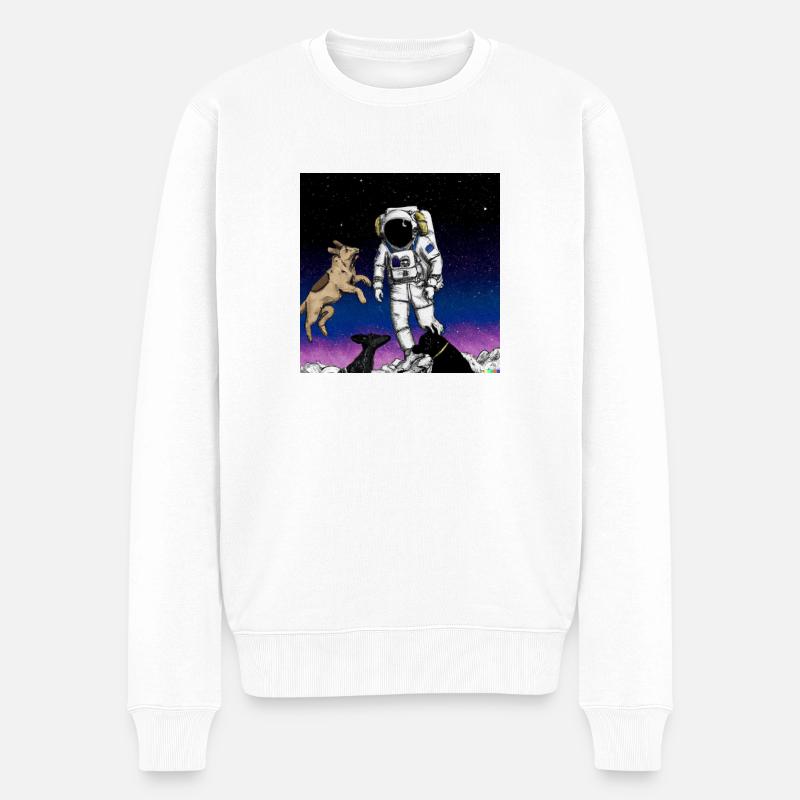 Dogs and Astronaut - Männer Premium Bio Pullover - Weiß