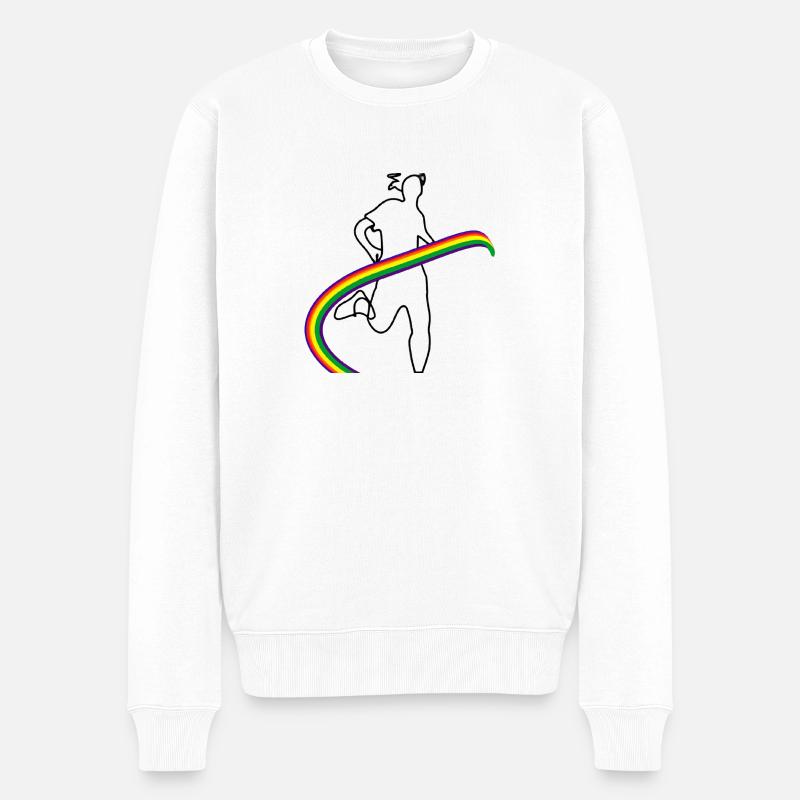 Regenbogen Läufer - Männer Premium Bio Pullover - Weiß