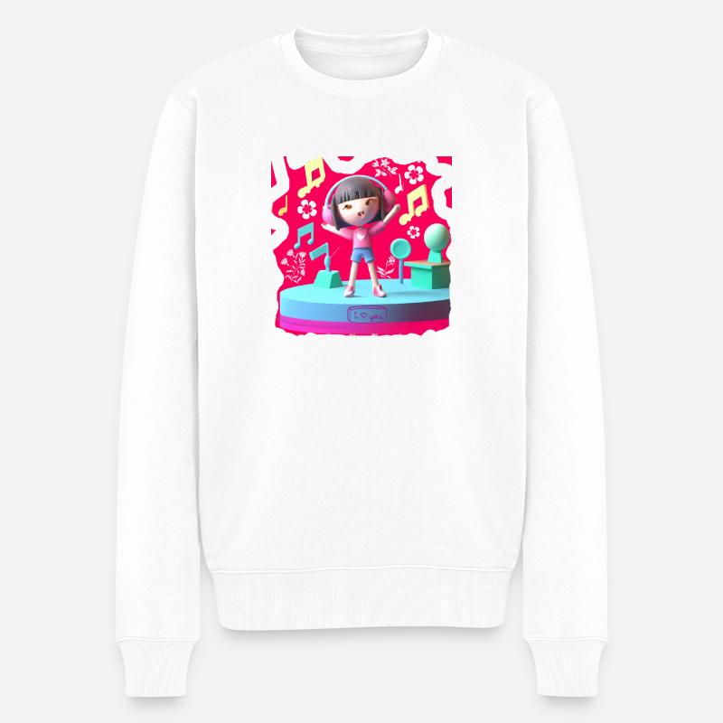 LUSTIGE MUSIK 8 - Männer Premium Bio Pullover - Weiß