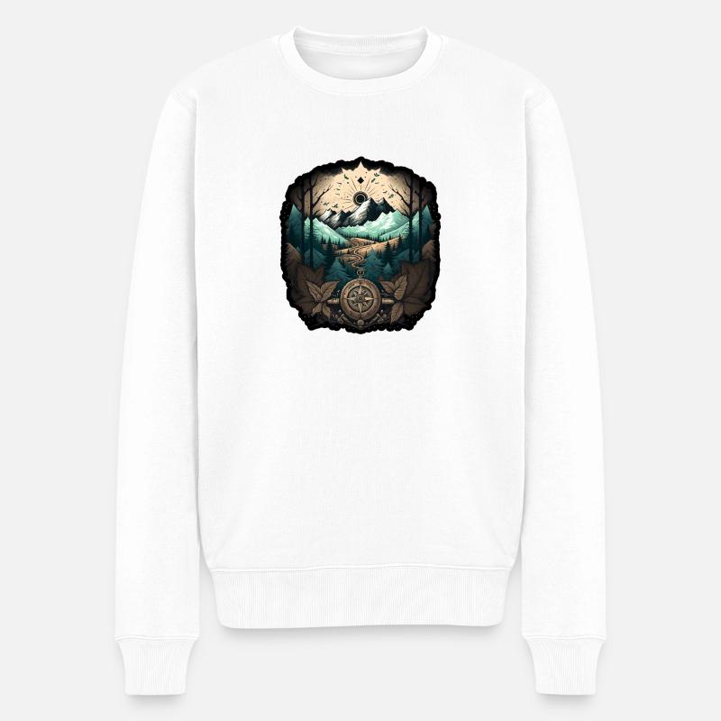 Montagnes et boussole 4 - Pull Premium bio Homme - blanc