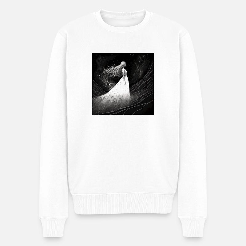 Dame blache contemplant les étoiles - Pull Premium bio Homme - blanc