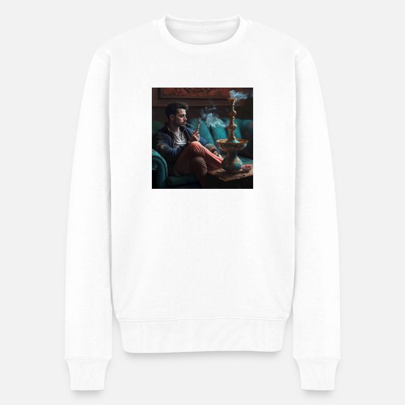 Smoking Shisha - Männer Premium Bio Pullover - Weiß