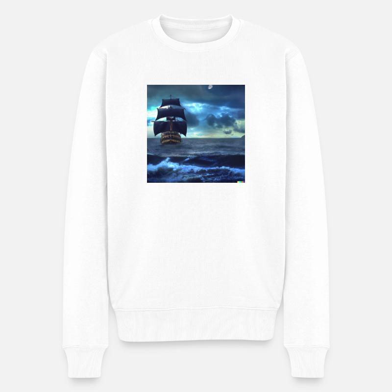 Dunkle Wellen - Männer Premium Bio Pullover - Weiß