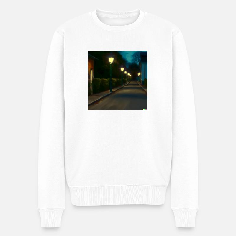 Einsame Straße - Männer Premium Bio Pullover - Weiß