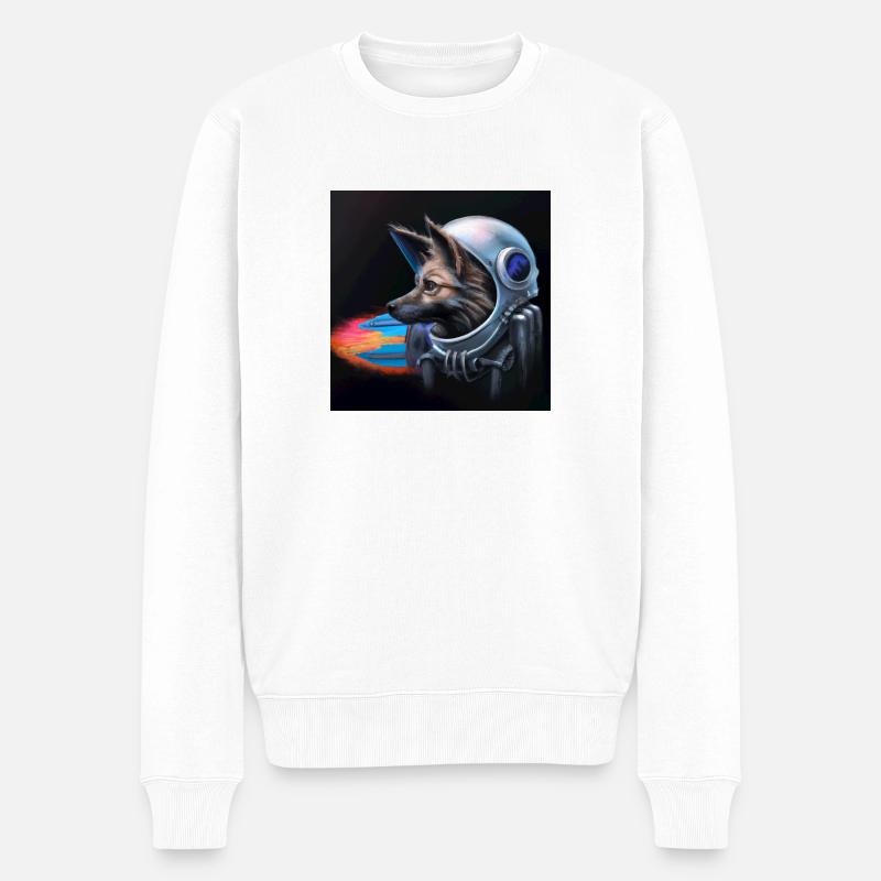 Astronaut Hund - Männer Premium Bio Pullover - Weiß