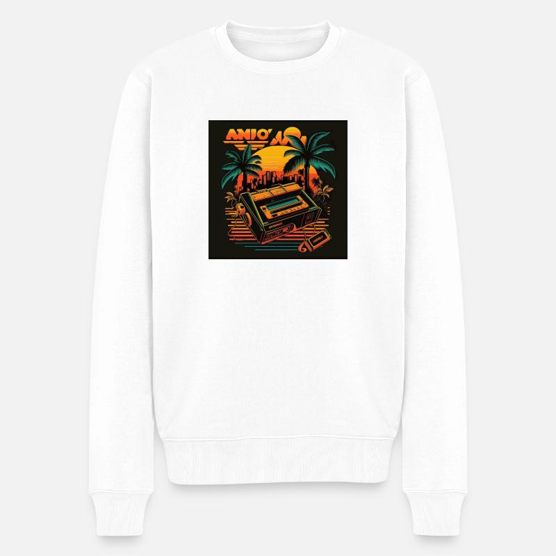 Retro 2 - Männer Premium Bio Pullover - Weiß