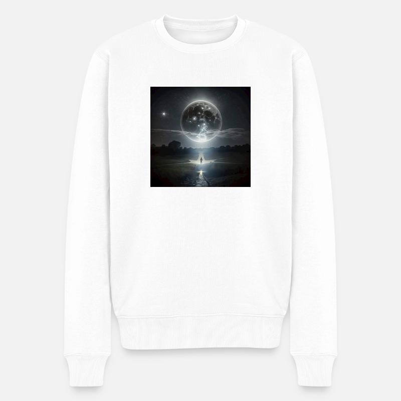 Alone with the moon - Männer Premium Bio Pullover - Weiß