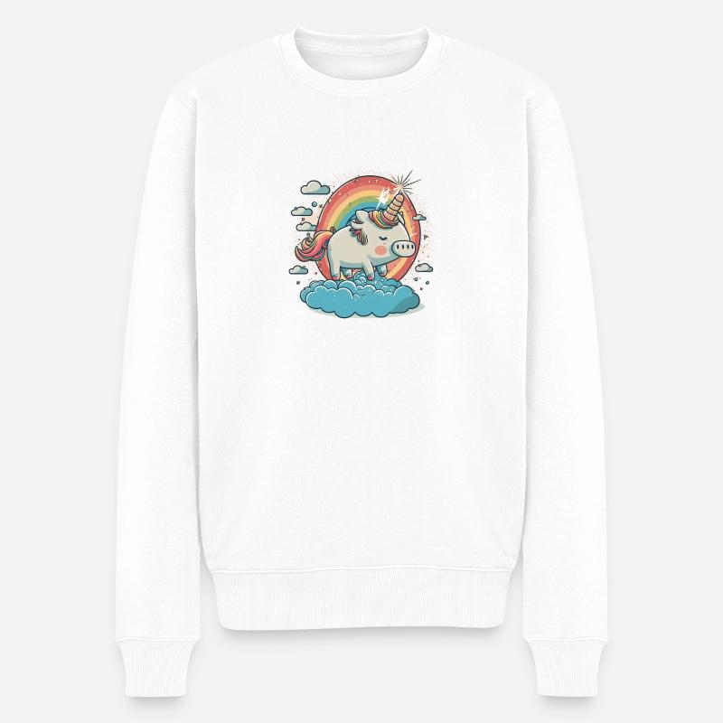 Schweinunihorn - Männer Premium Bio Pullover - Weiß