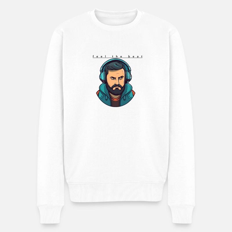 DJ Feel the Beat - Männer Premium Bio Pullover - Weiß