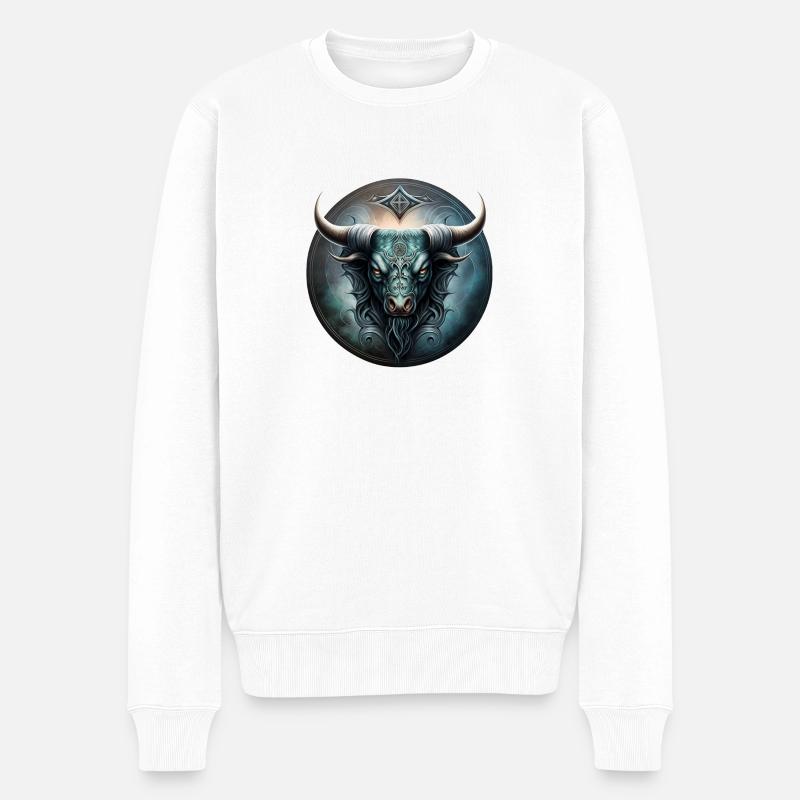 Geschnitzter Stier - Männer Premium Bio Pullover - Weiß