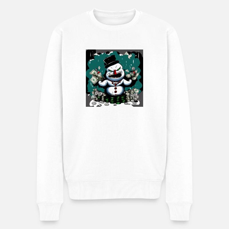 DollarSnowMan - Männer Premium Bio Pullover - Weiß