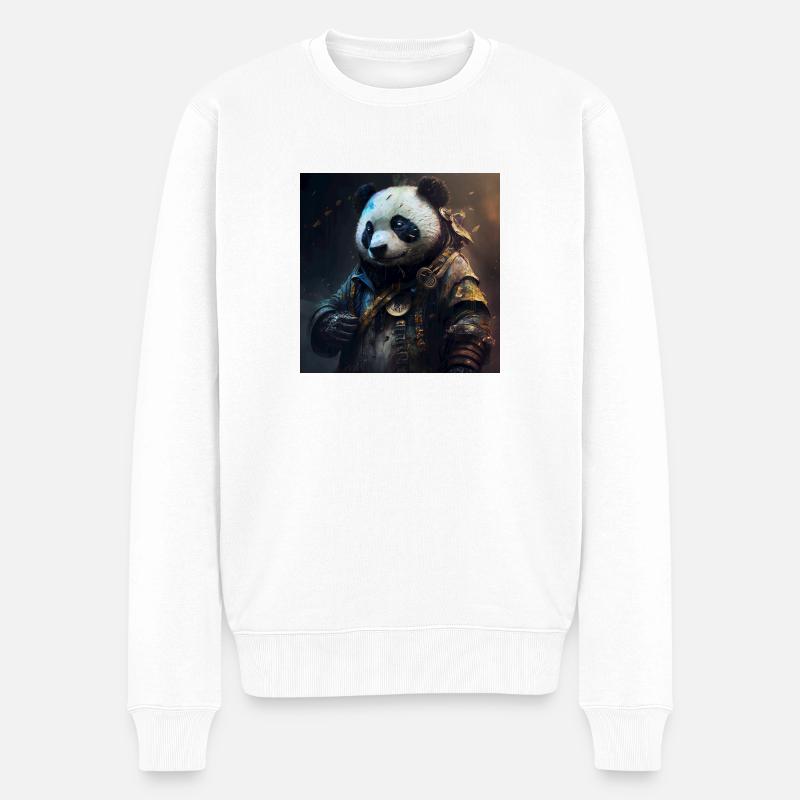 Magic Panda - Männer Premium Bio Pullover - Weiß
