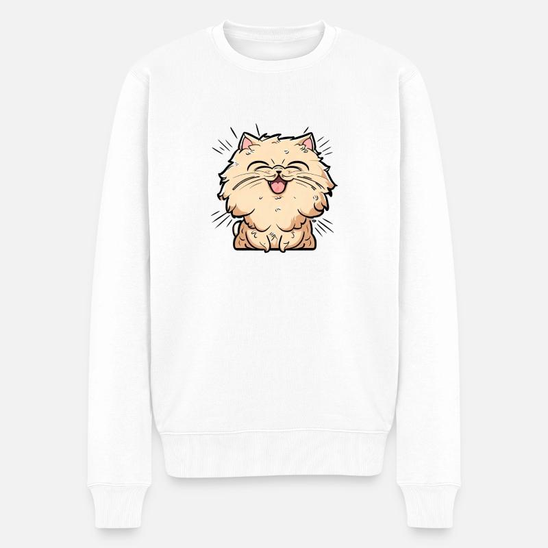 Happy Perserkatze Negan - Männer Premium Bio Pullover - Weiß