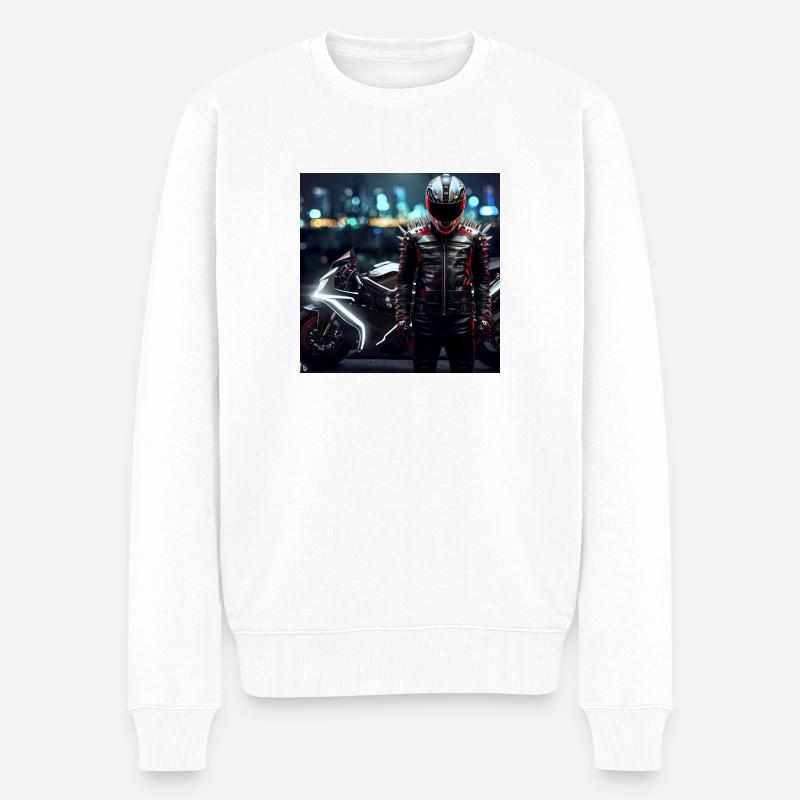 Motorrad digitale Kunst - Männer Premium Bio Pullover - Weiß
