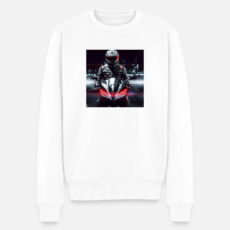 Motorrad digitale Kunst - Männer Premium Bio Pullover - Weiß