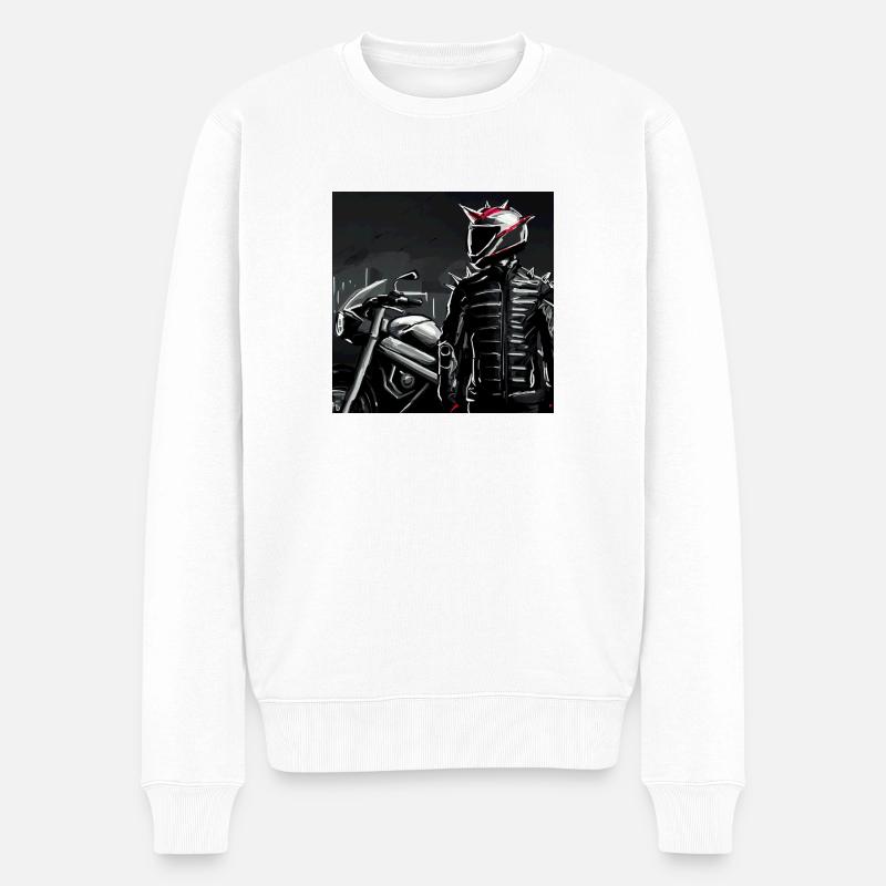 Motorrad Bleistiftzeichnung - Männer Premium Bio Pullover - Weiß
