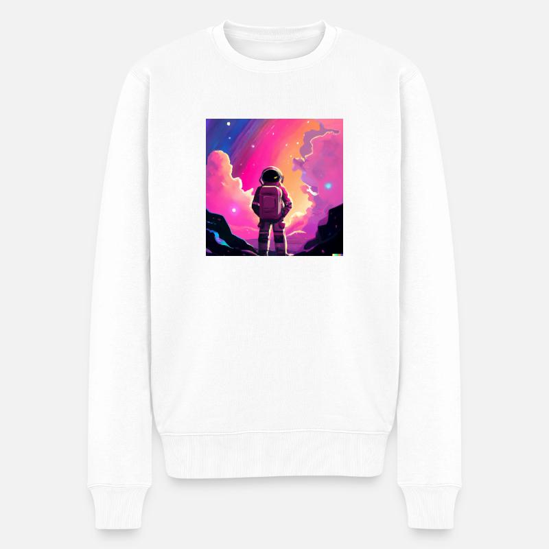 Galactic Wanderer - Männer Premium Bio Pullover - Weiß