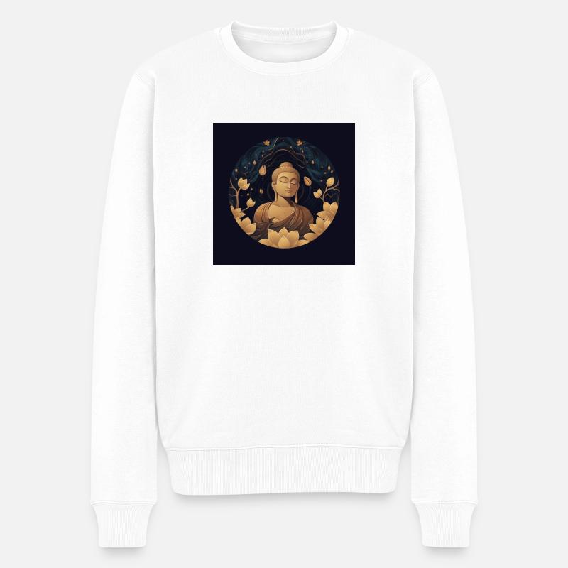 Buddha Artwork Classic - Männer Premium Bio Pullover - Weiß