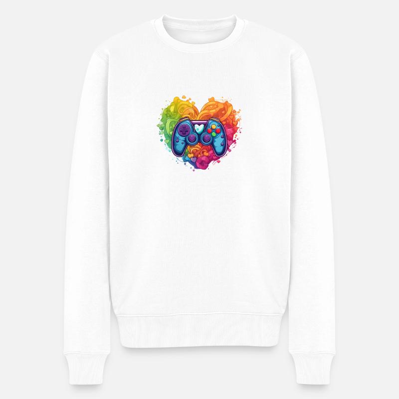LGBTQIA+ Gaming Love - Männer Premium Bio Pullover - Weiß