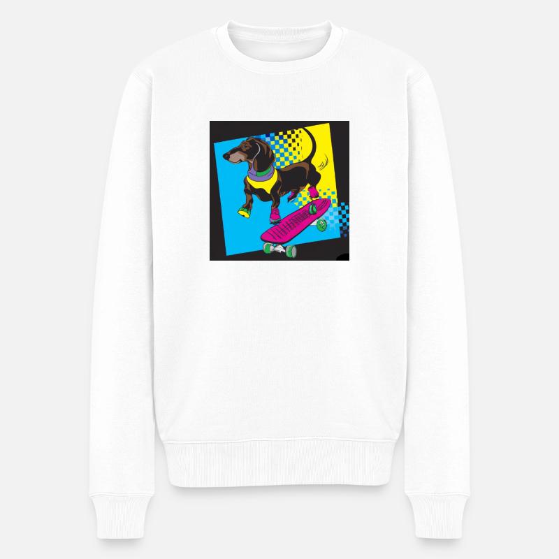 Skate Dachshund - Männer Premium Bio Pullover - Weiß