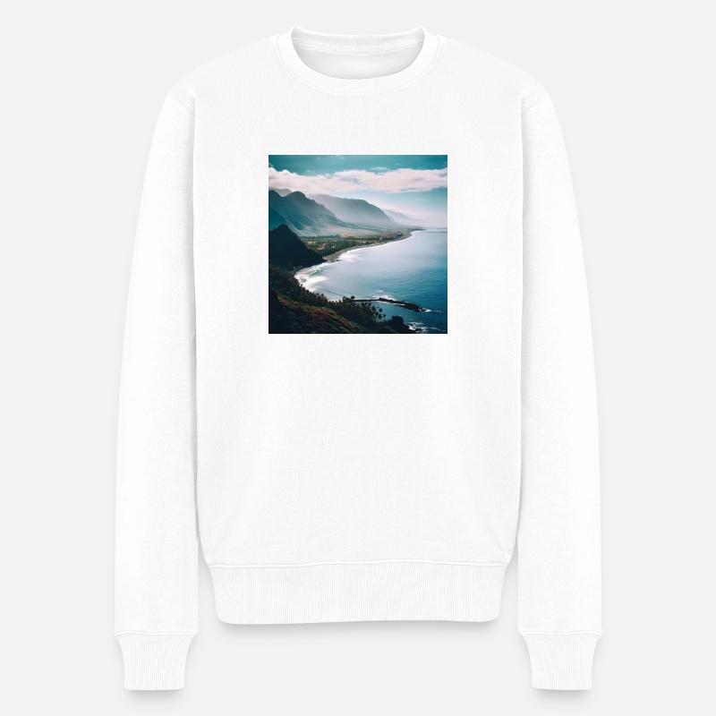 Insel-Küstengebirge - Männer Premium Bio Pullover - Weiß