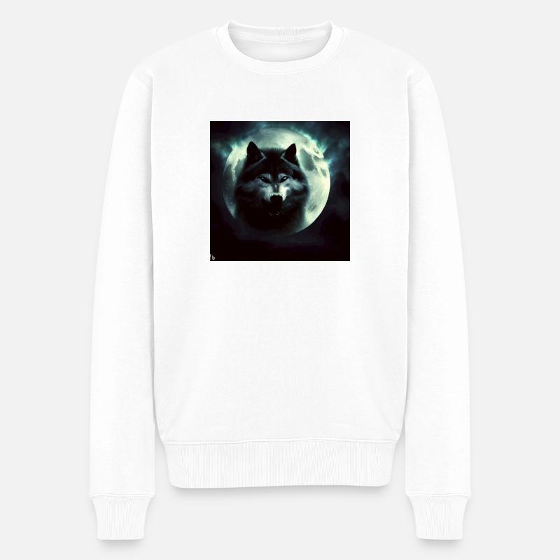 Wolf Moon 3 - Männer Premium Bio Pullover - Weiß