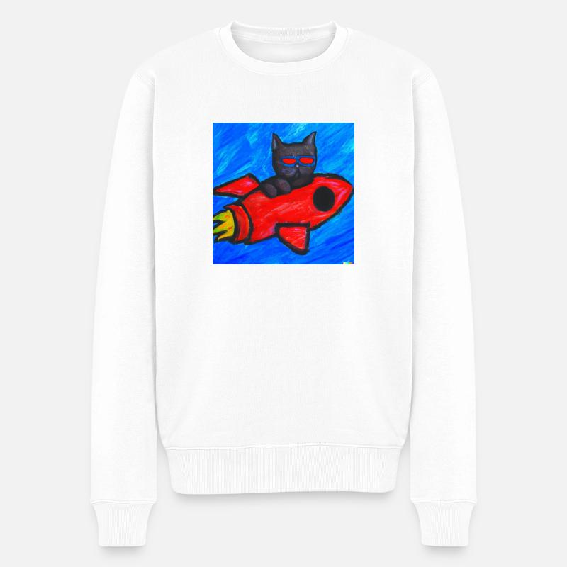 Raketenkatze - Männer Premium Bio Pullover - Weiß