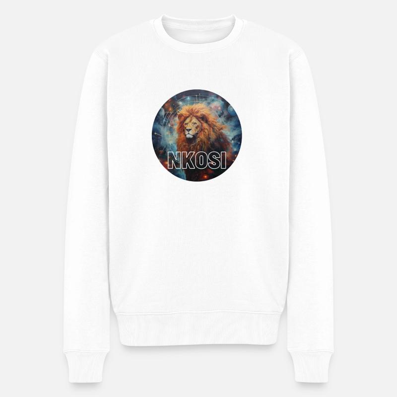 NKOSI DER LÖWE - Männer Premium Bio Pullover - Weiß