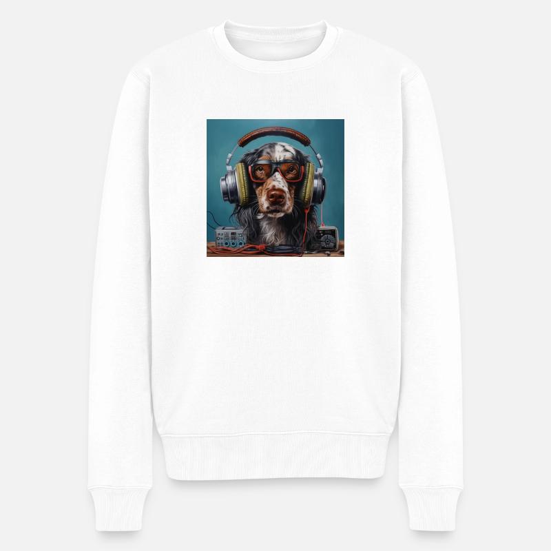 Music Dog - Männer Premium Bio Pullover - Weiß
