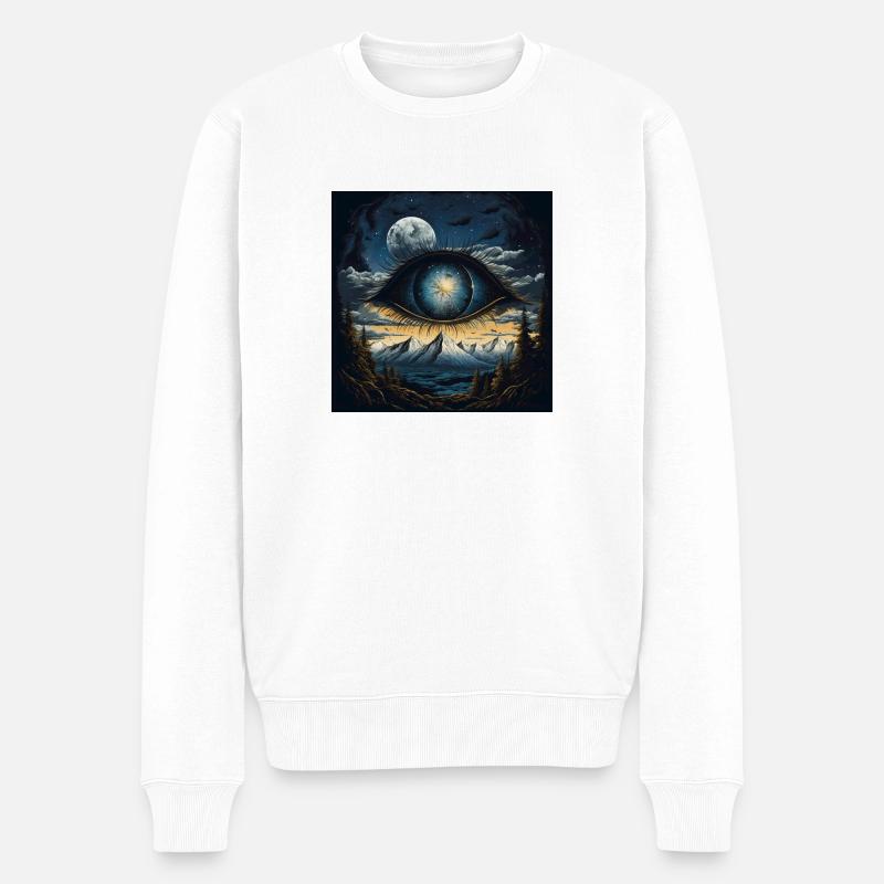 Eye moon mountains - Männer Premium Bio Pullover - Weiß