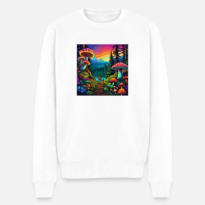 psychedelisches trippy Freundschafts-Design - Männer Premium Bio Pullover - Weiß
